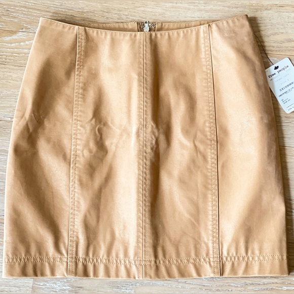 Free People Vegan Suede Mini Skirt in Crumb Cake - Picture 2 of 6